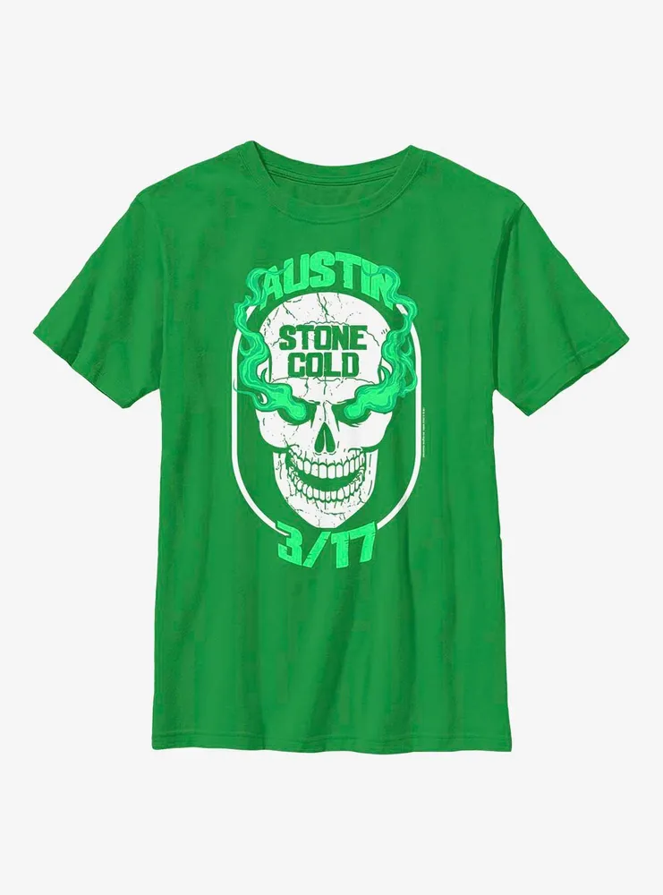 WWE Stone Cold Steve Austin Green Skull Youth T-Shirt