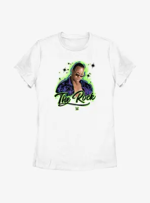 WWE The Rock Airbrushed Paint Style Portrait Womens T-Shirt