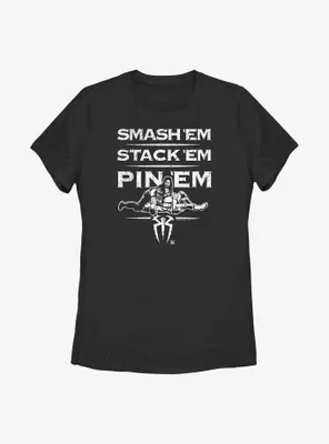 WWE Roman Reigns Smash 'Em Stack Pin Womens T-Shirt
