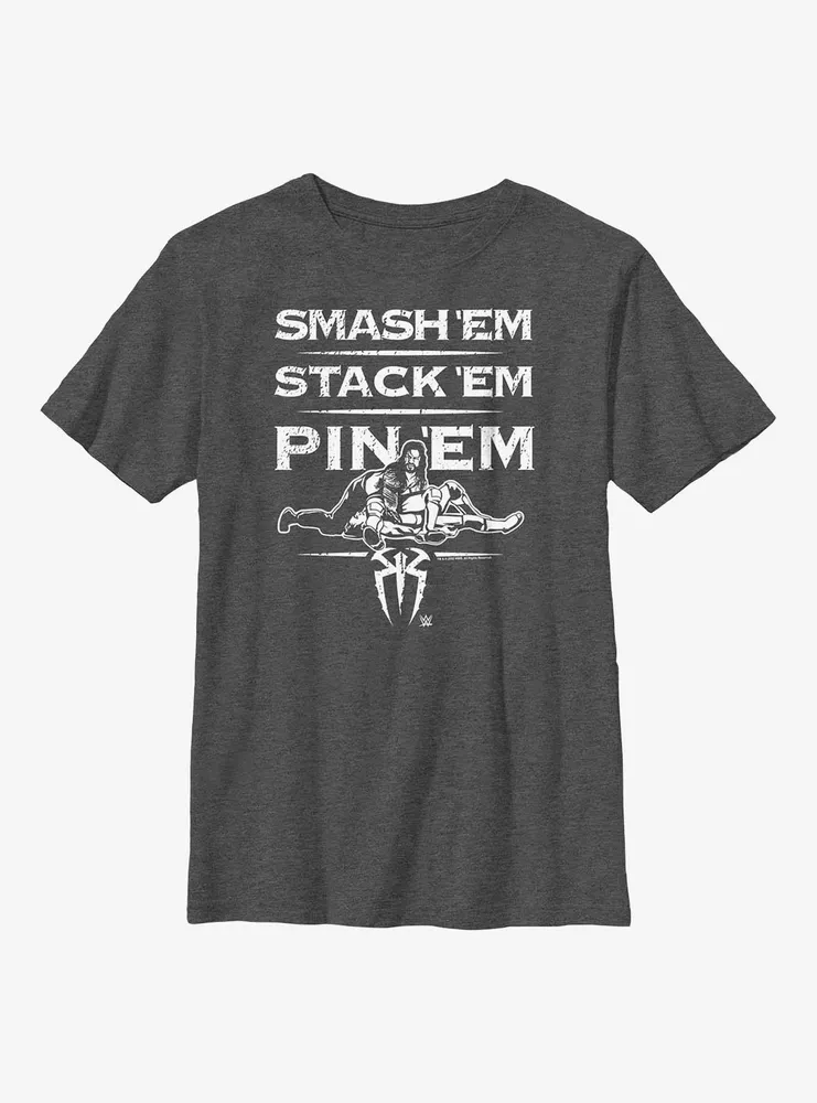 WWE Roman Reigns Smash 'Em Stack Pin Youth T-Shirt