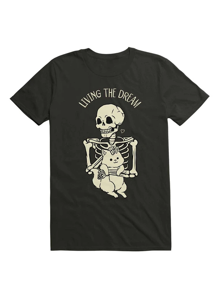 Living The Dream Skeleton Cat T-Shirt