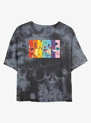 Pokemon Generation 1 Rainbow Girls Tie-Dye Crop T-Shirt