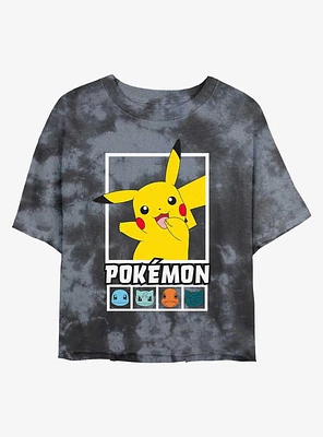 Pokemon Squares Team Girls Tye-Die Crop T-Shirt