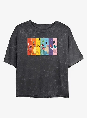 Pokemon Generation 1 Rainbow Girls Mineral Wash Crop T-Shirt