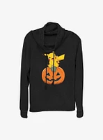 Pokemon Pikachu Pumpkin Girls Cowl Neck Long-Sleeve Top