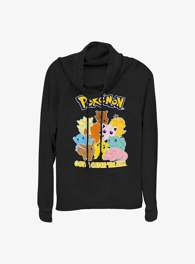 Pokemon Gotta Catch 'Em All Girls Cowl Neck Long-Sleeve Top