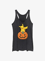 Pokemon Pikachu Pumpkin Girls Raw Edge Tank