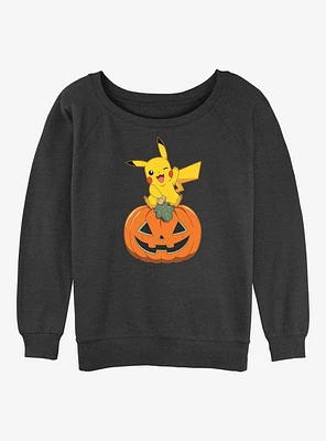 Pokemon Pikachu Pumpkin Girls Slouchy Sweatshirt