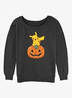 Pokemon Pikachu Pumpkin Girls Slouchy Sweatshirt