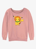 Pokemon Pumpkin Hat Pikachu Girls Slouchy Sweatshirt