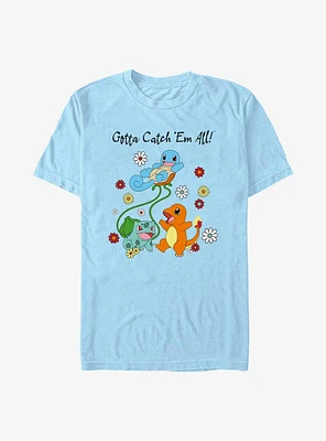 Pokemon Catch Em All Flowers T-Shirt