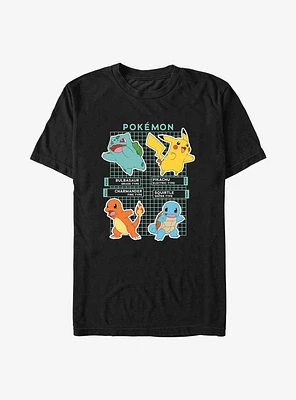Pokemon Starter Grid Pokedex T-Shirt