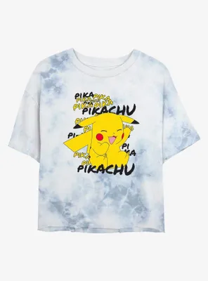 Pokemon Pikachu Laugh Womens Tie-Dye Crop T-Shirt