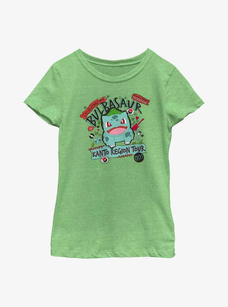 Pokemon Bulbasaur Kanto Tour Youth Girls T-Shirt