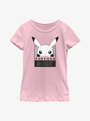 Pokemon Pikachu Face Number Youth Girls T-Shirt