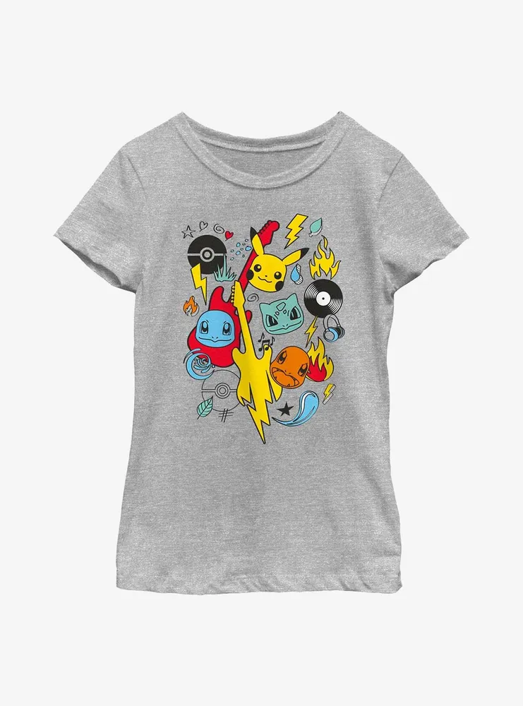 Pokemon Rockstars Collage Youth Girls T-Shirt