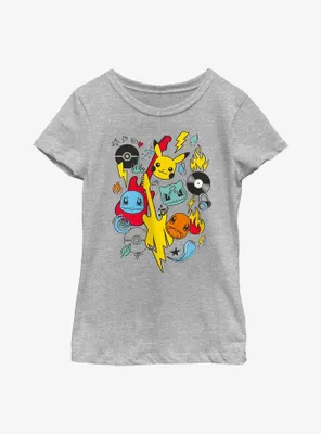 Pokemon Rockstars Collage Youth Girls T-Shirt