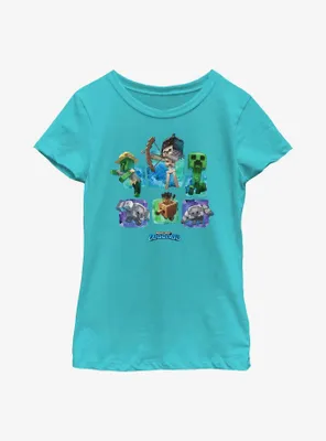 Minecraft Legends Watercolor Mobs Youth Girls T-Shirt
