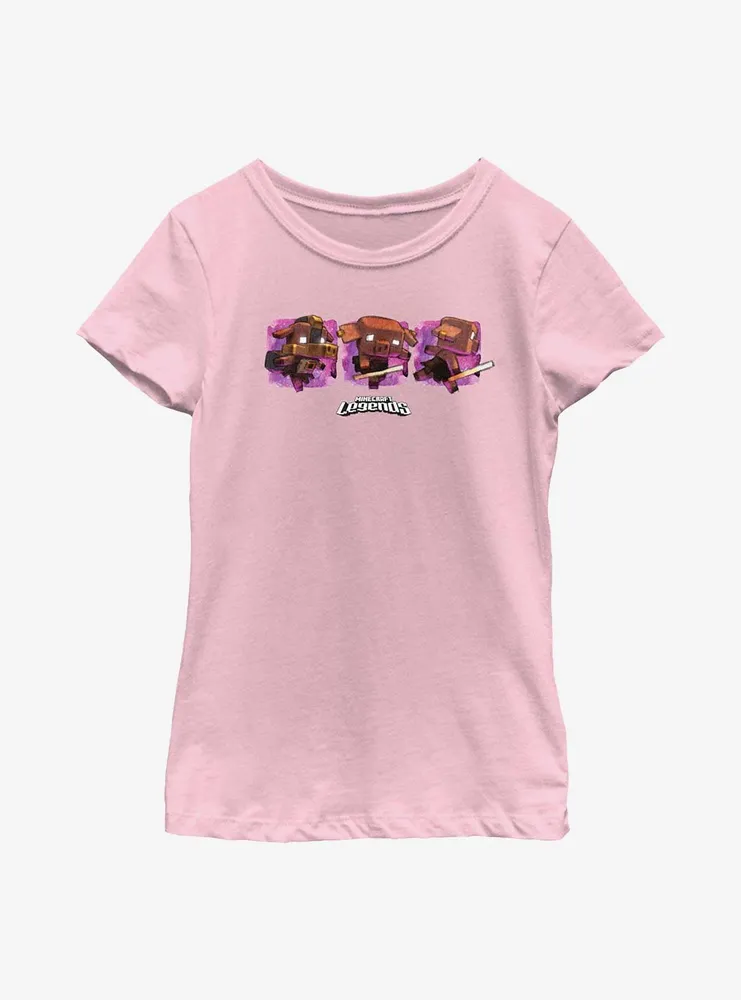 Minecraft Legends Watercolor Piglins Youth Girls T-Shirt