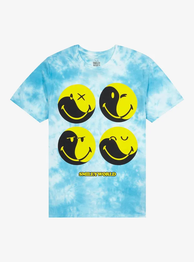 SMILEY® Smileyworld Faces Tie-Dye Boyfriend Fit Girls T-Shirt