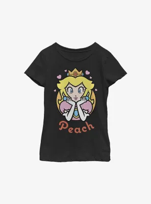 Nintendo Mario Princess Peach Hearts Youth Girls T-Shirt