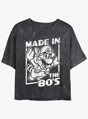 Nintendo Mario Made The 80's Mineral Wash Womens Crop T-Shirt