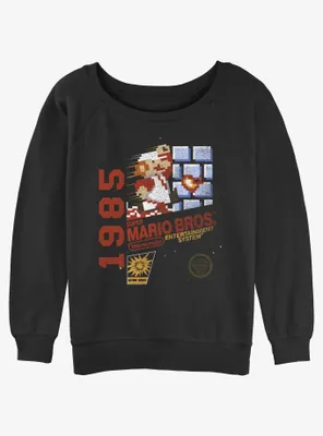Nintendo Mario 1985 Vintage 8-Bit Bros Womens Slouchy Sweatshirt