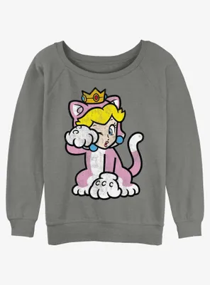 Nintendo Mario Cat Peach Womens Slouchy Sweatshirt