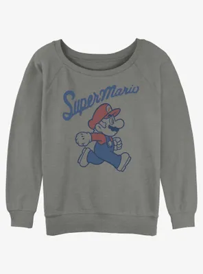 Nintendo Mario Super Retro Print Womens Slouchy Sweatshirt