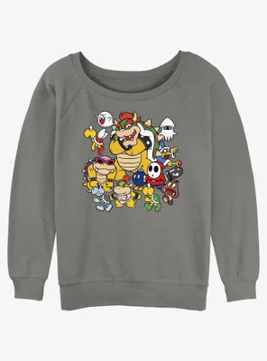 Nintendo Mario Villain Stack Womens Slouchy Sweatshirt