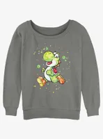 Nintendo Mario Watercolor Yoshi Womens Slouchy Sweatshirt
