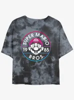 Nintendo Mario 1985 Classic Badge Tie-Dye Womens Crop T-Shirt