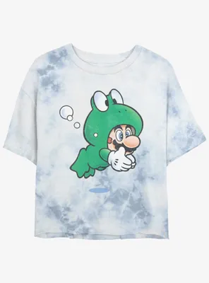 Nintendo Mario Froggy Tie-Dye Womens Crop T-Shirt
