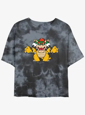 Nintendo Mario Just Bowser Tie-Dye Womens Crop T-Shirt