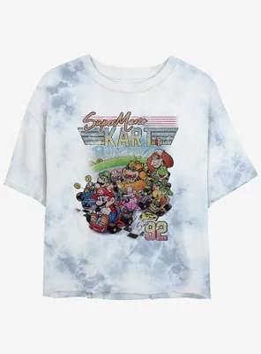 Nintendo Mario Kart 90's Retro Tie-Dye Womens Crop T-Shirt