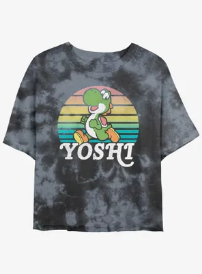 Nintendo Mario Yoshi Run Tie-Dye Womens Crop T-Shirt