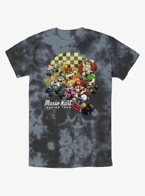 Nintendo Mario Checkered Kart Group Tie-Dye T-Shirt