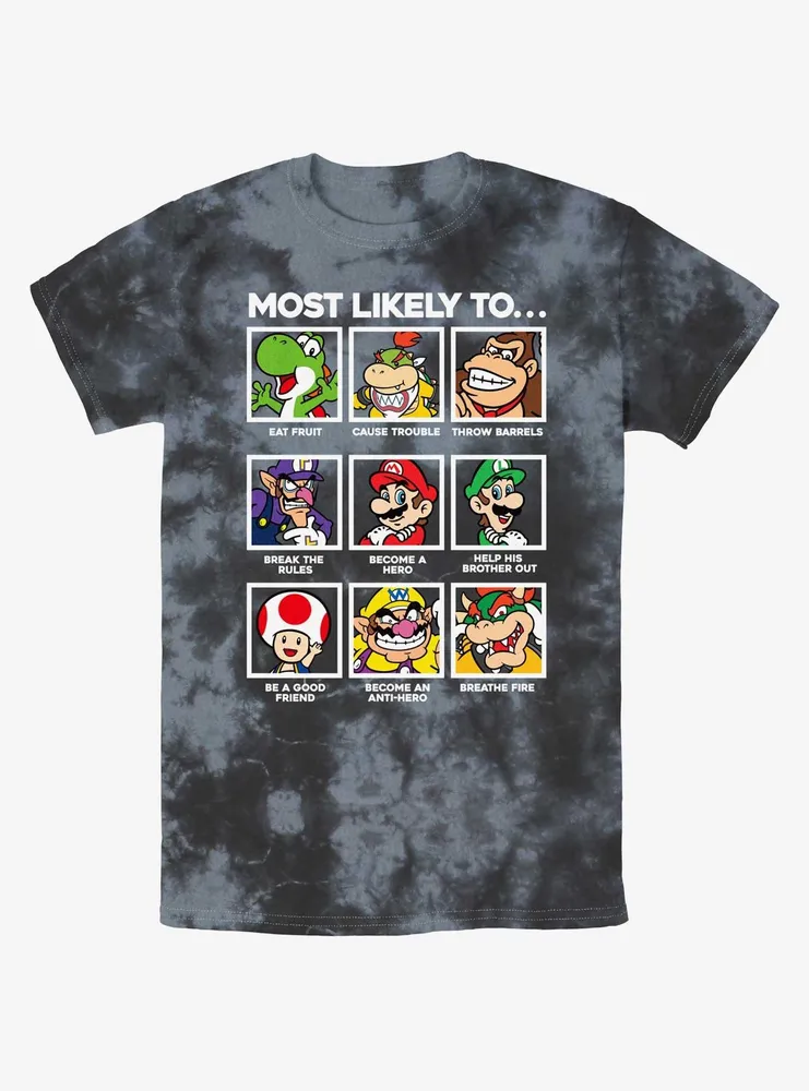 Nintendo Mario Most Likely To Group Tie-Dye T-Shirt