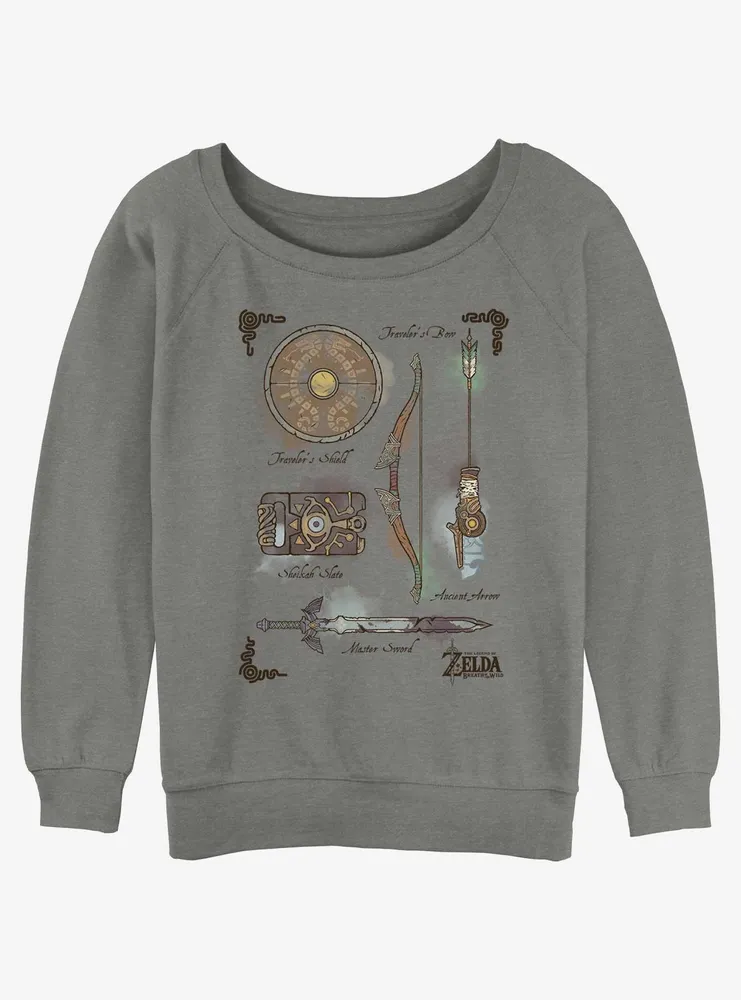 Nintendo The Legend of Zelda Inventory Womens Slouchy Sweatshirt