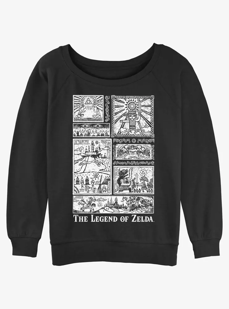 Nintendo The Legend of Zelda Told Glyph Panels Womens Slouchy Sweatshirt