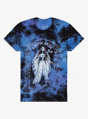 Corpse Bride Emily Frame Blue Tie-Dye Boyfriend Fit Girls T-Shirt