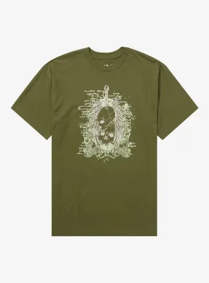 Skulls Libertude & Fortitude Green Boyfriend Fit Girls T-Shirt