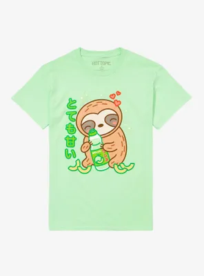 Kawaii Sloth Melon Drink Boyfriend Fit Girls T-Shirt