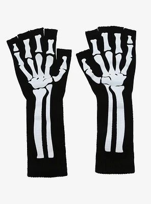 Skeleton Extended Fingerless Gloves