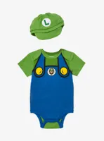 Nintendo Super Mario Bros. Luigi Outfit Infant One-Piece and Hat Set