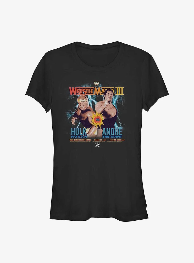 WWE WrestleMania III Hulk Hogan vs Andre The Giant Poster Girls T-Shirt