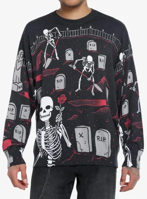 Social Collision® Skeletons Digging Graves Sweater