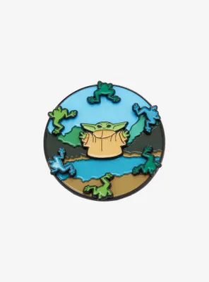 Star Wars The Mandalorian Grogu with Frogs Spinning Enamel Pin - BoxLunch Exclusive
