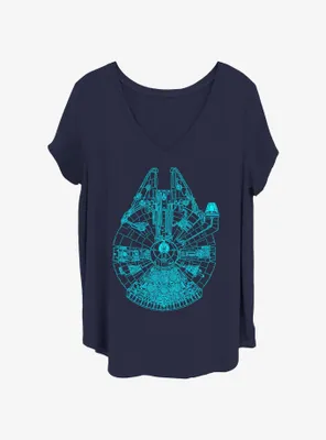 Star Wars Millennium Falcon Womens T-Shirt Plus