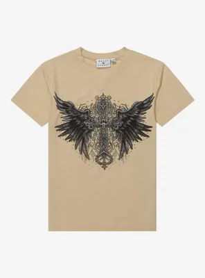 Gothic Cross & Wings Girls T-Shirt